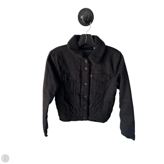 Jacket Denim By Levis In Black Denim, Size: S