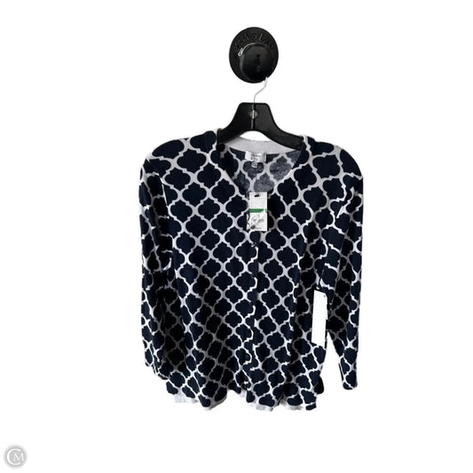 Sweater Cardigan By Crown And Ivy In Blue & White, Size: L