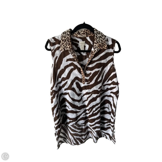 Tunic Sleeveless By Chicos In Brown & White, Size: L