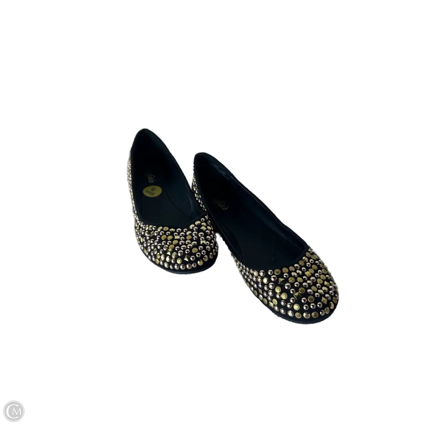 Shoes Flats By Candies In Black & Gold, Size: 8