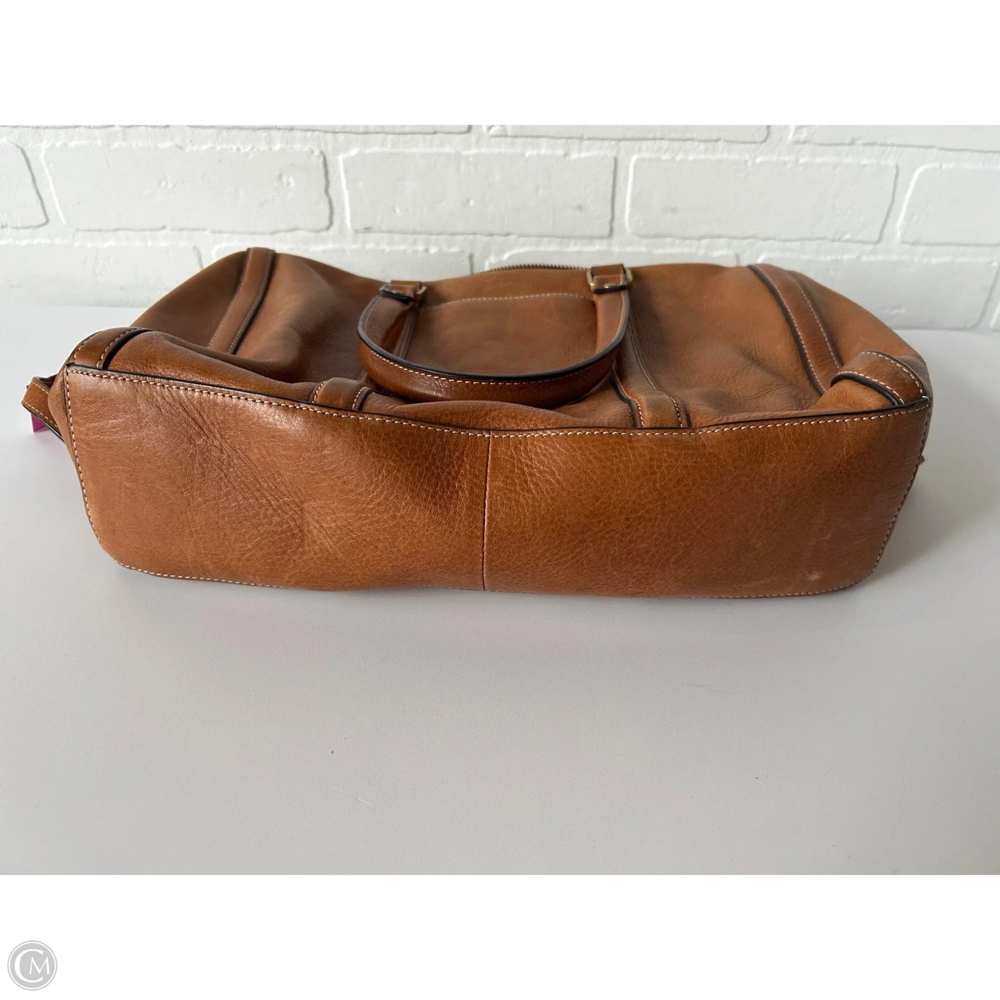 Handbag Leather By Fossil, Size: Medium
