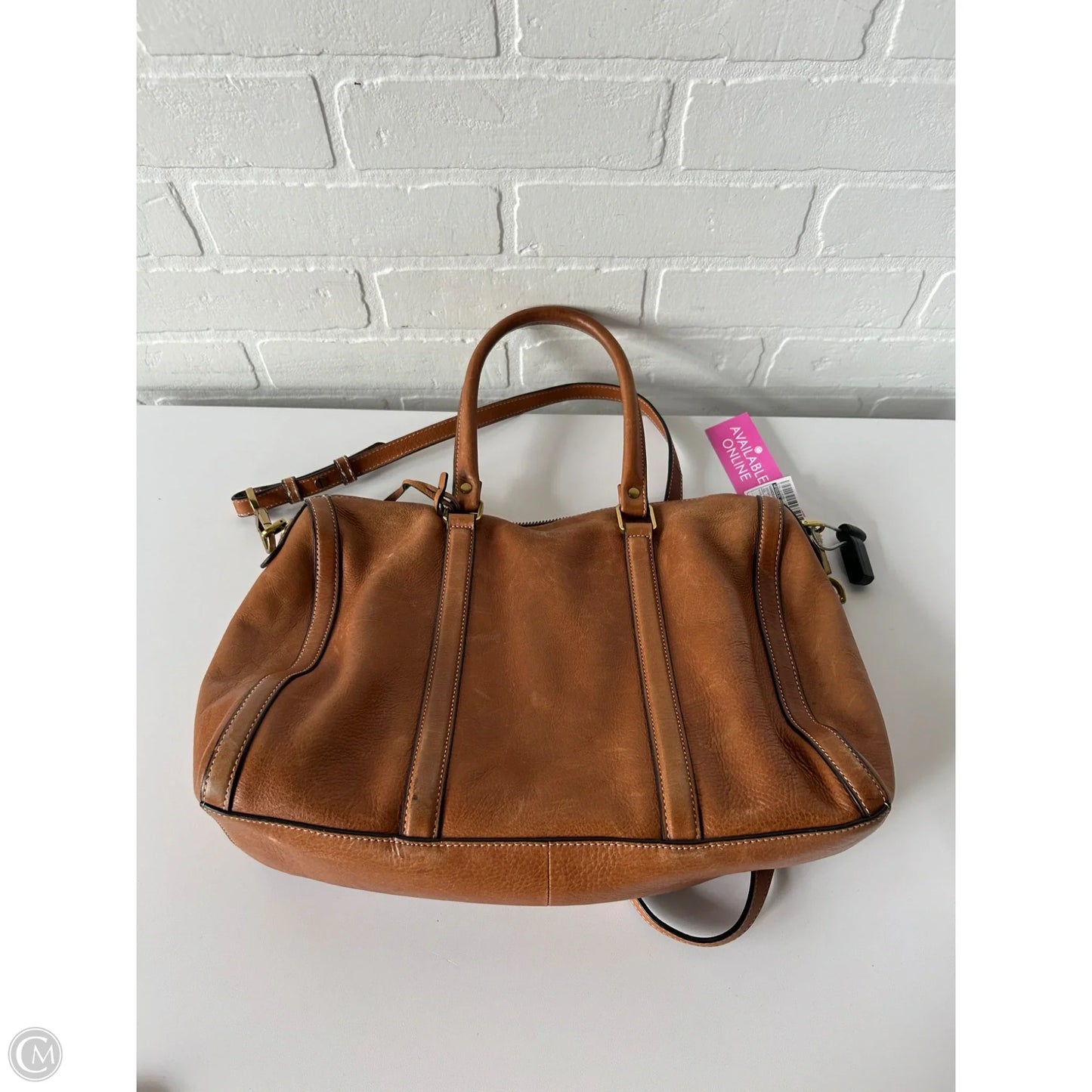 Handbag Leather By Fossil, Size: Medium