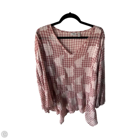 Top Long Sleeve By Logo In Red & Tan, Size: 1x