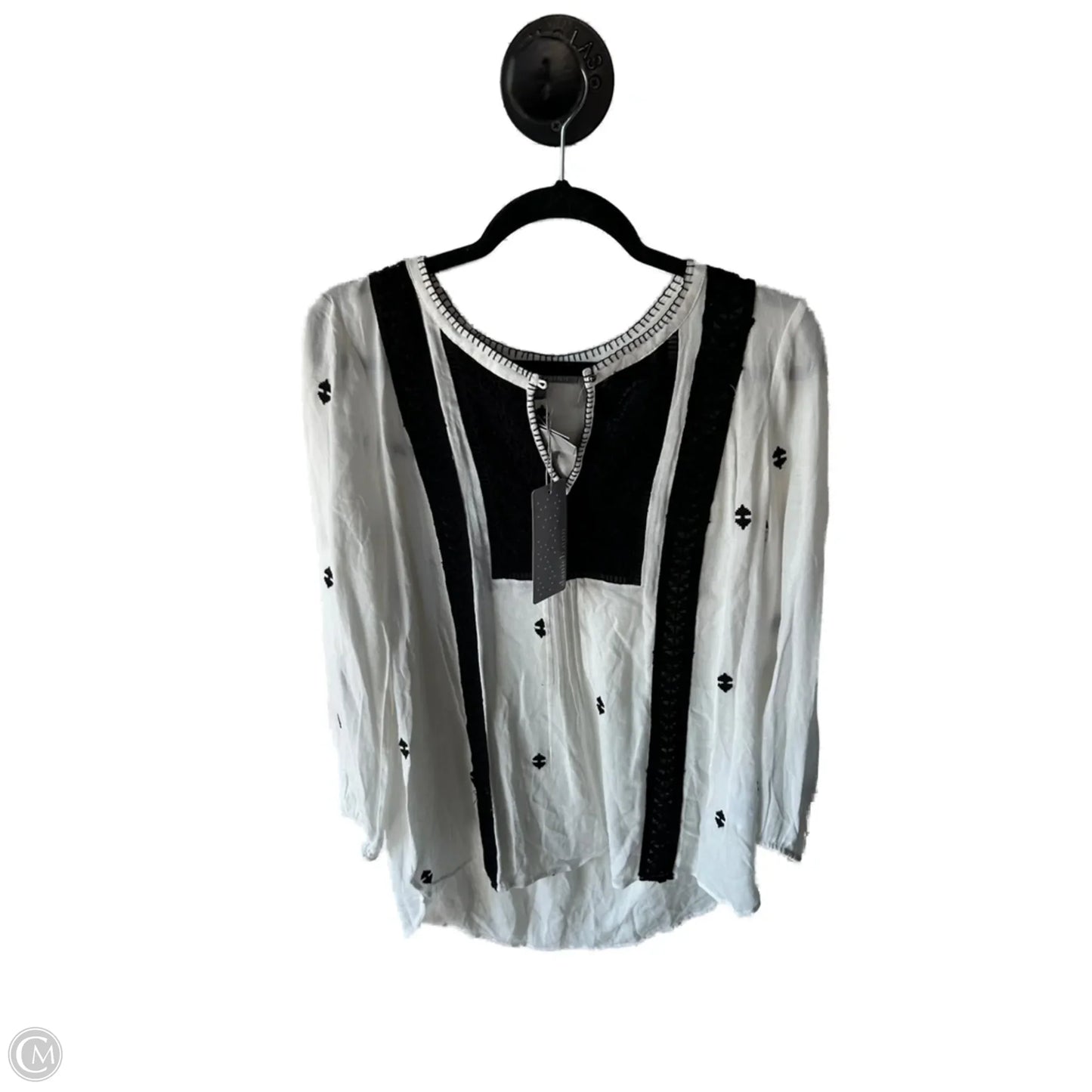 Top Long Sleeve By Daniel Rainn In Black & White, Size: S