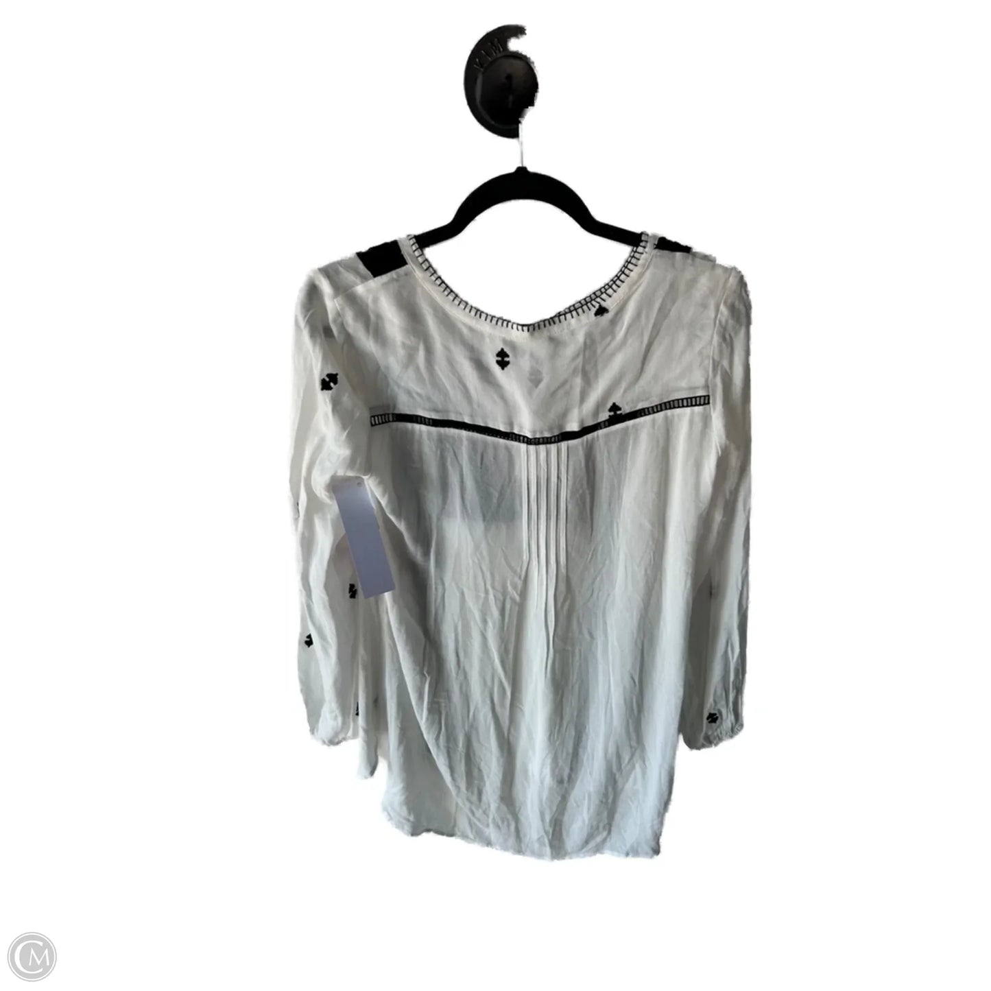 Top Long Sleeve By Daniel Rainn In Black & White, Size: S