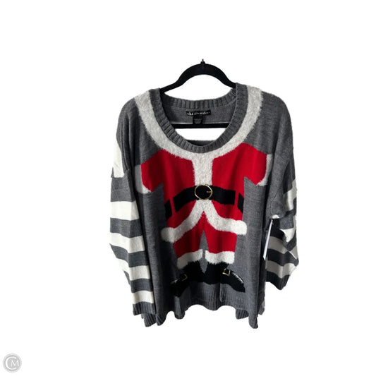 Sweater By United States Sweaters In Grey & Red, Size: 3x