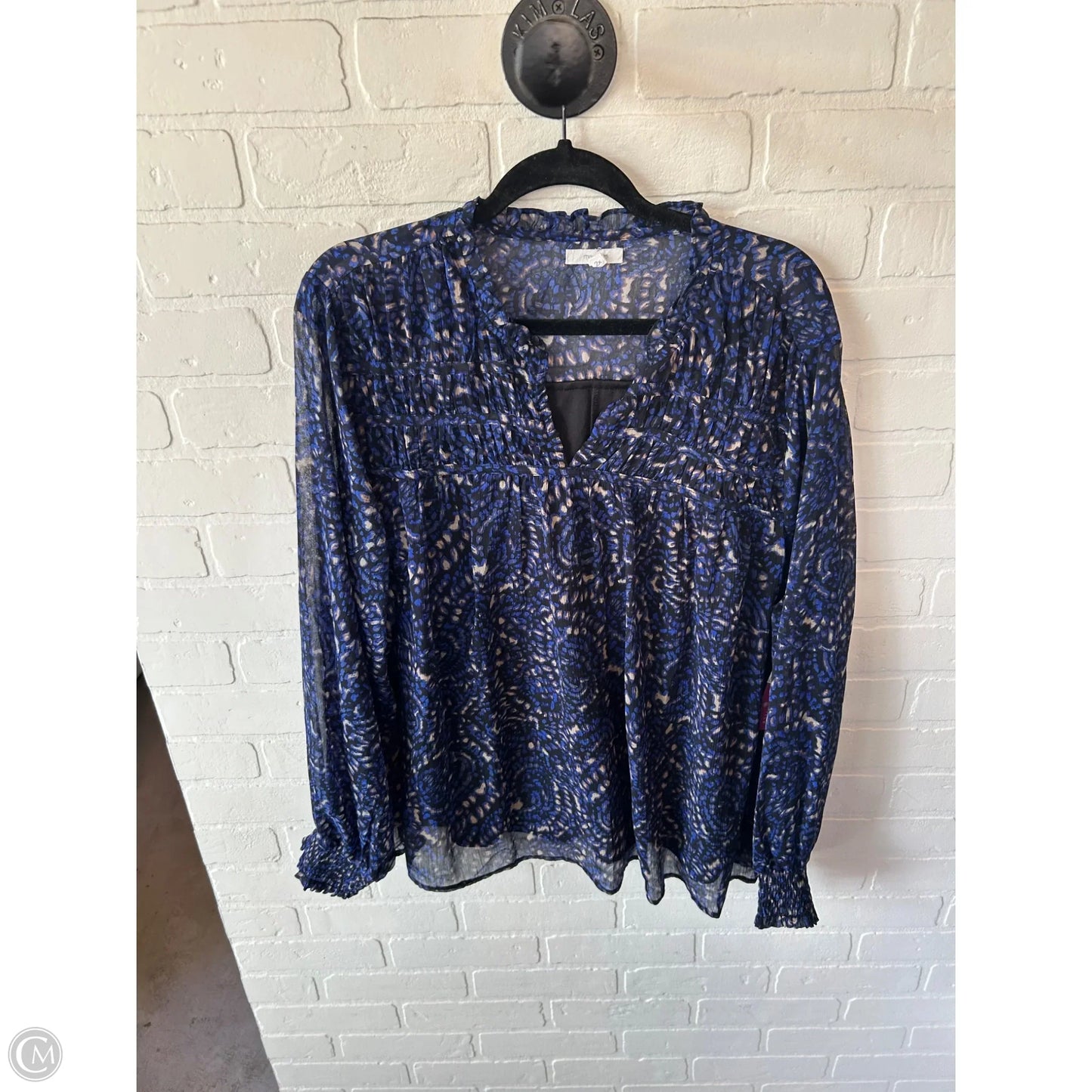 Top Long Sleeve By Maurices In Black & Blue, Size: 2x