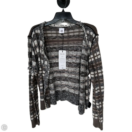 Sweater Cardigan By Cabi In Brown & Cream, Size: L