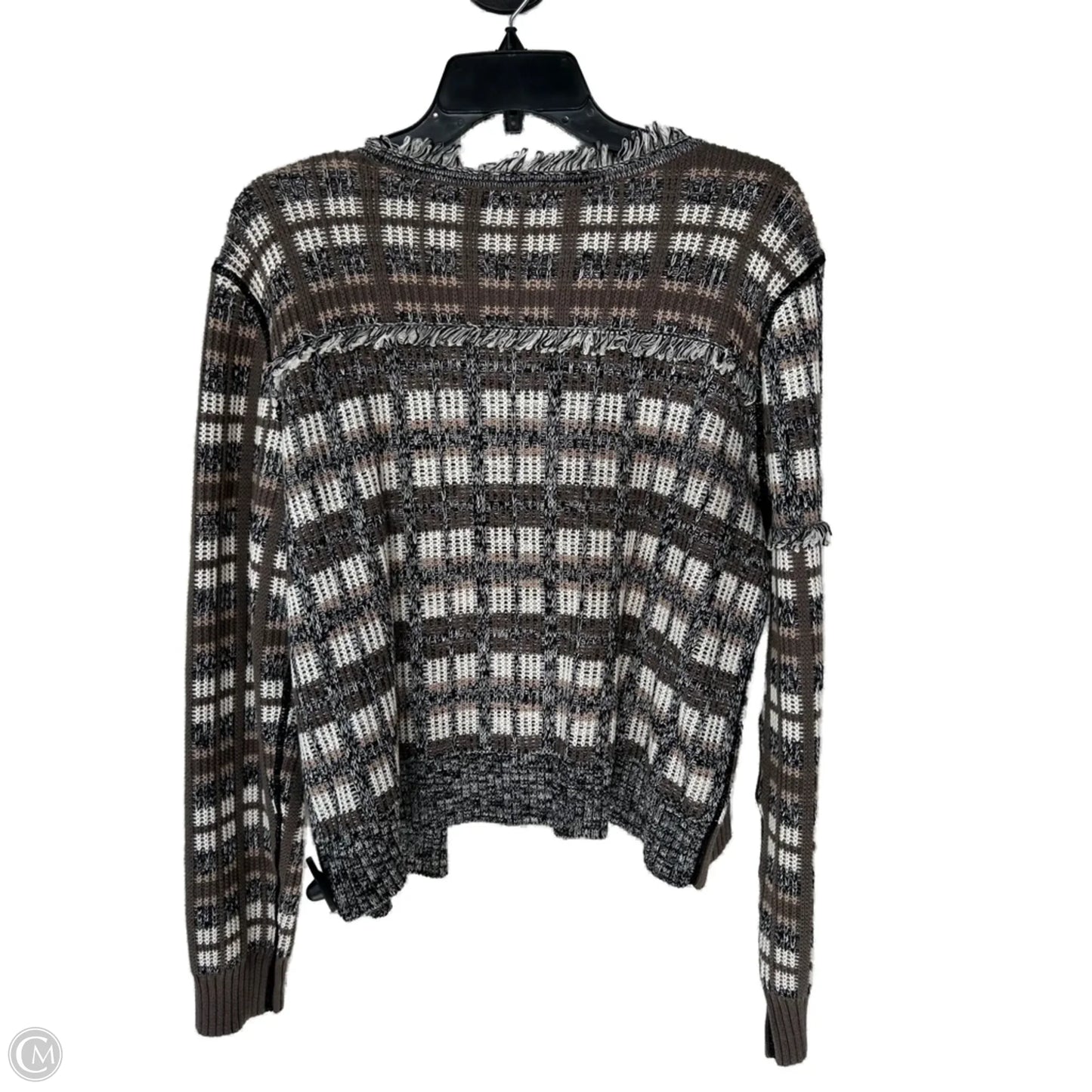 Sweater Cardigan By Cabi In Brown & Cream, Size: L