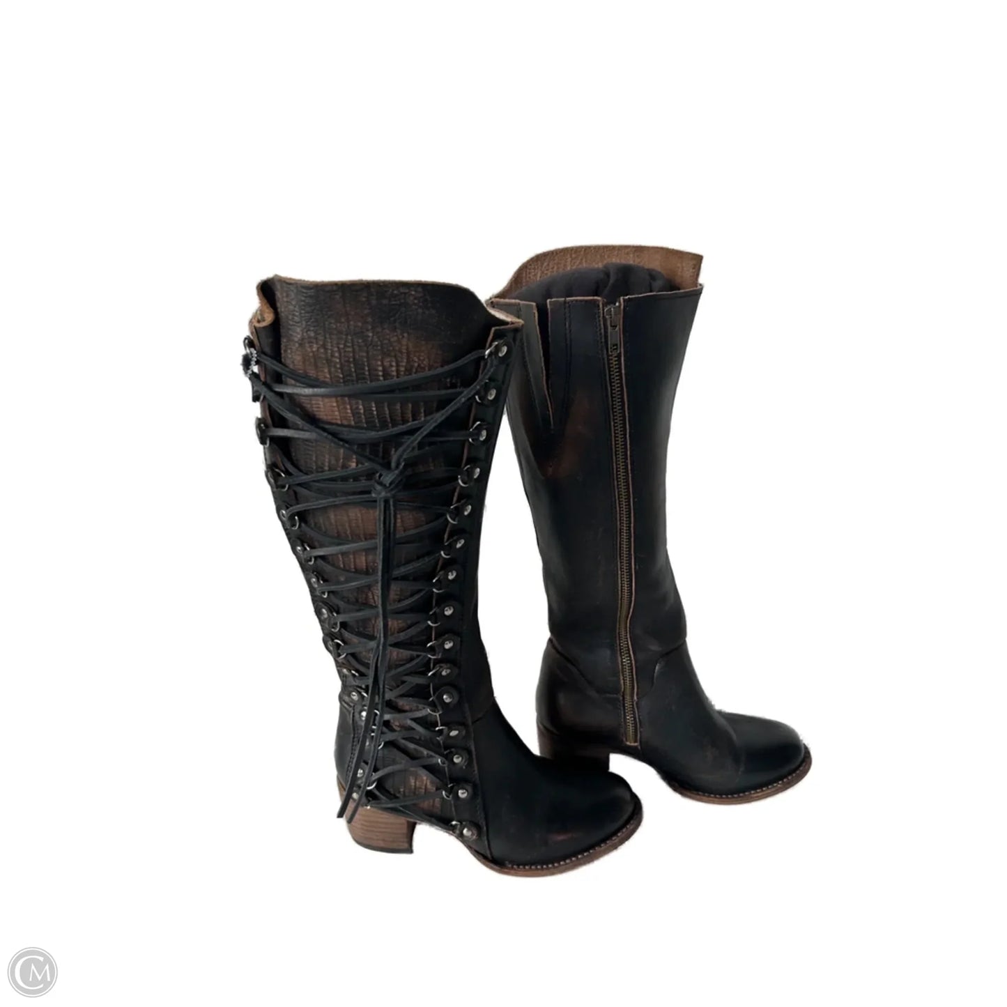 Boots Knee Heels By Freebird In Brown, Size: 7