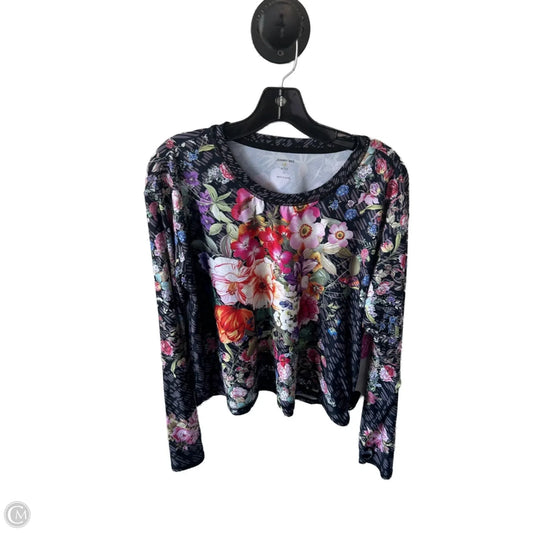 Top Long Sleeve By Johnny Was In Black & Pink, Size: L