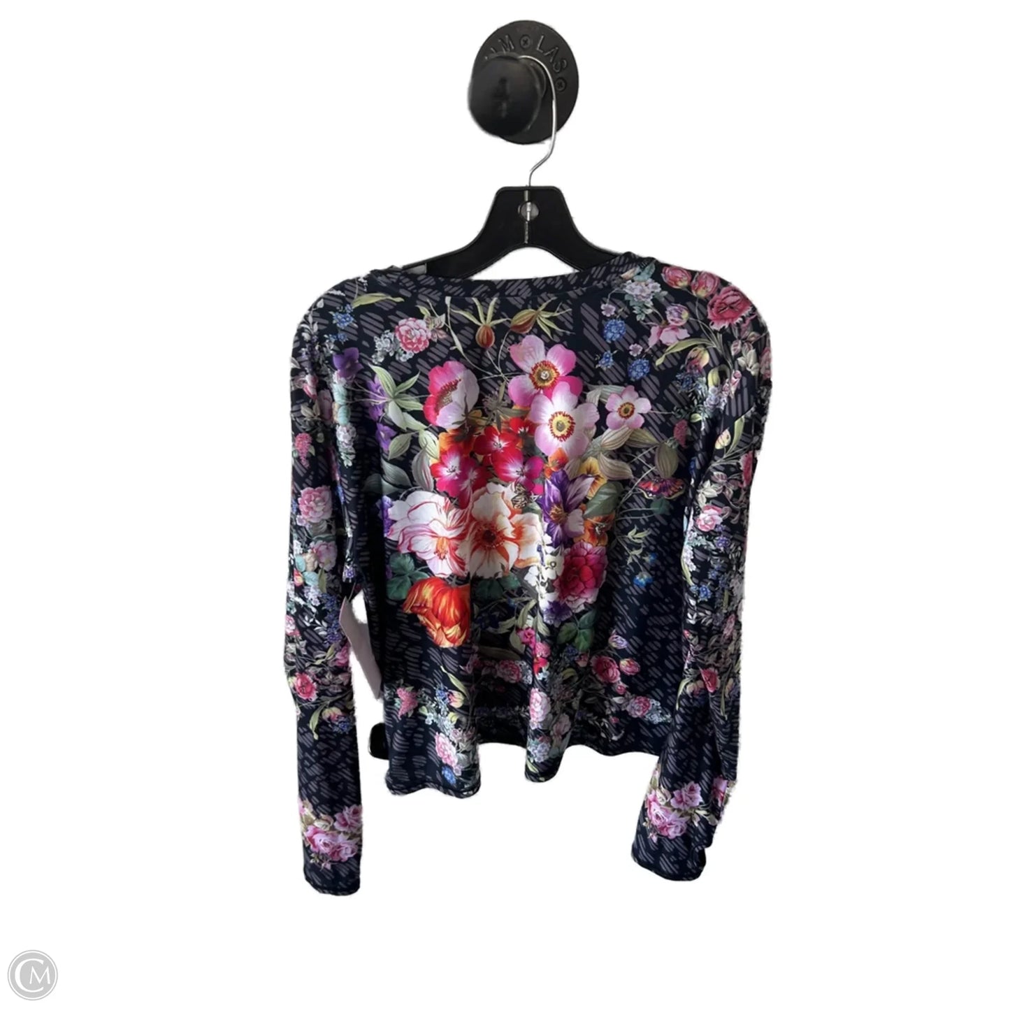 Top Long Sleeve By Johnny Was In Black & Pink, Size: L