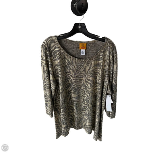 Top Long Sleeve By Ruby Rd In Gold & Grey, Size: 1x