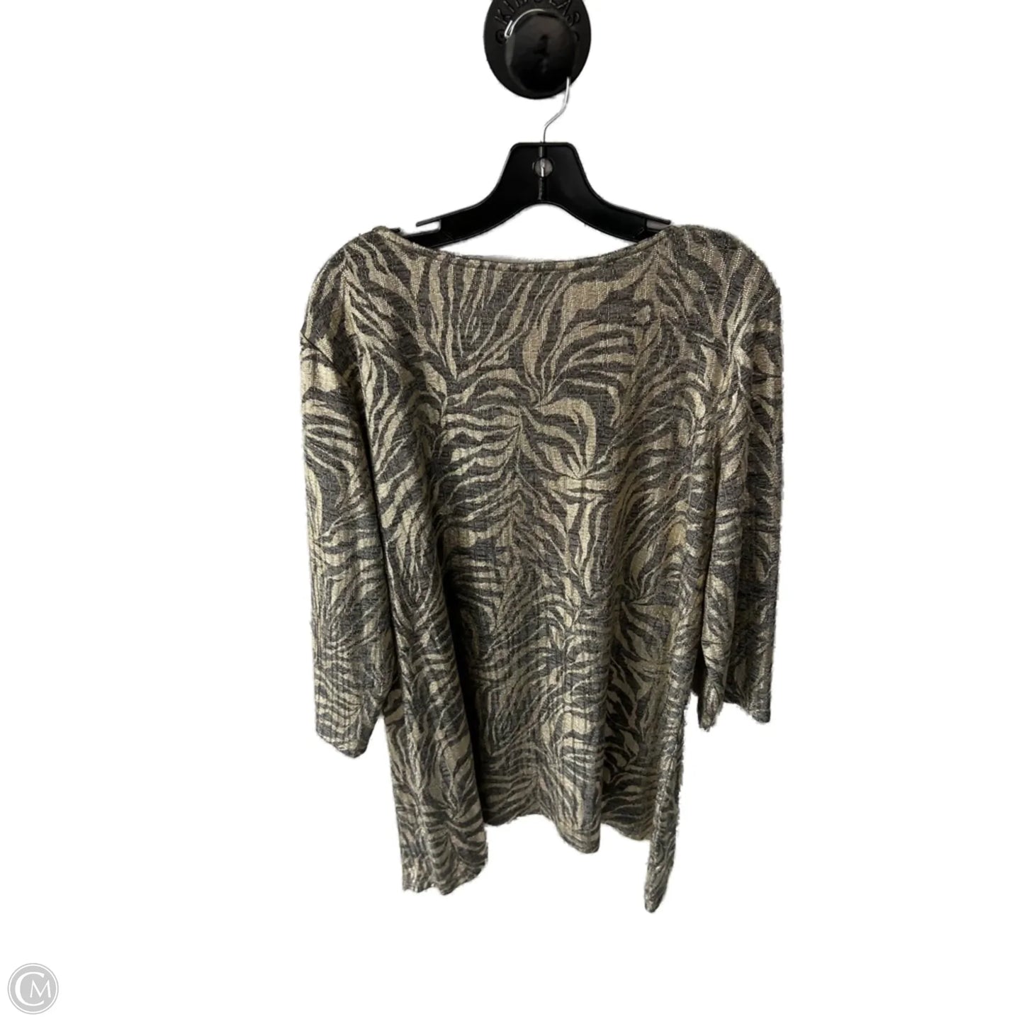 Top Long Sleeve By Ruby Rd In Gold & Grey, Size: 1x