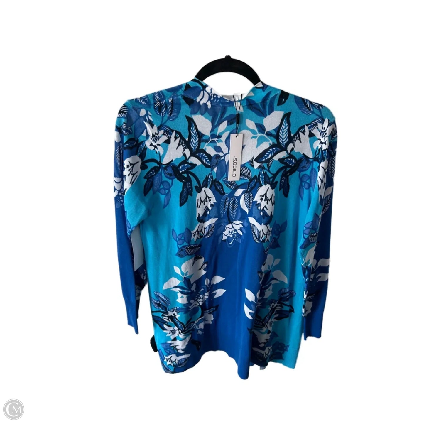Cardigan By Chicos In Blue & White, Size: M