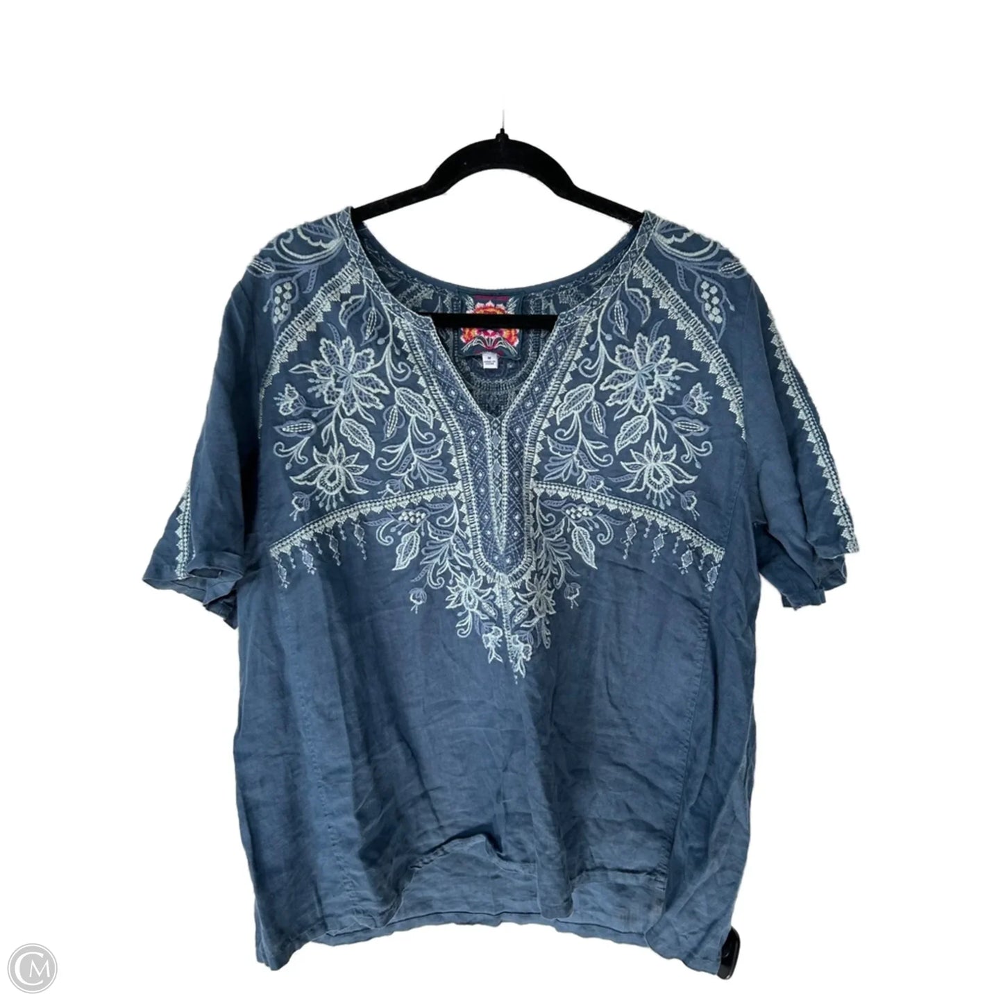 Top Short Sleeve By Johnny Was In Blue, Size: M