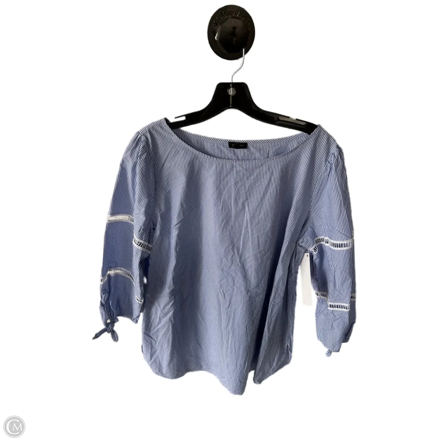 Top 3/4 Sleeve By Talbots In Blue & White, Size: Xl