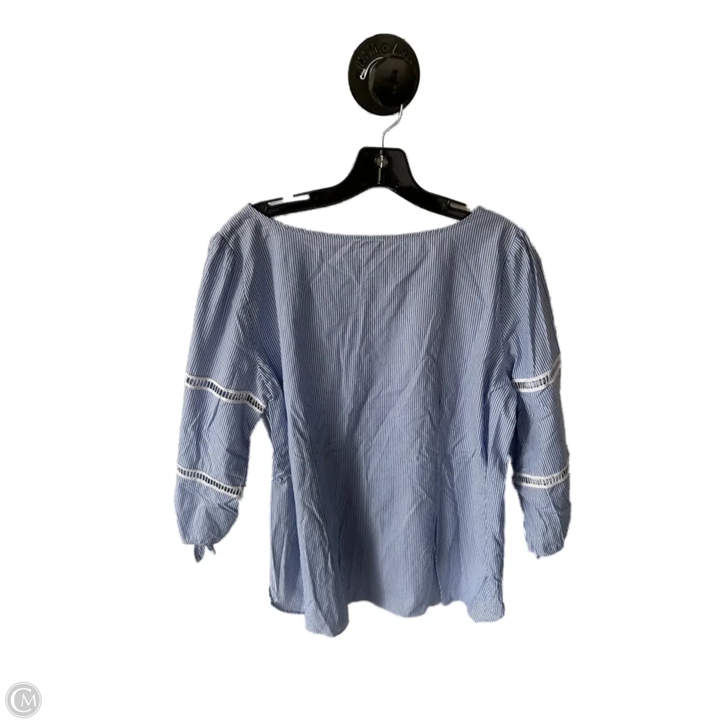 Top 3/4 Sleeve By Talbots In Blue & White, Size: Xl