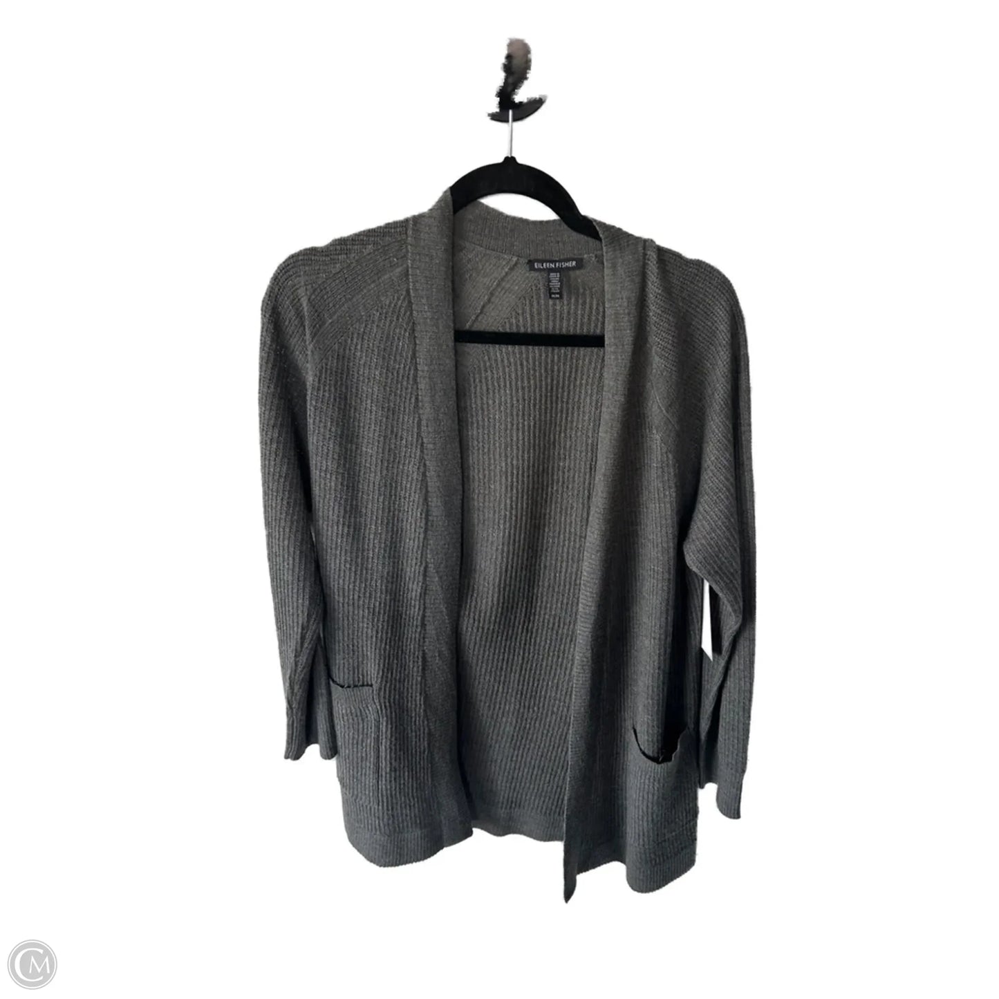 Sweater Cardigan By Eileen Fisher In Grey, Size: M