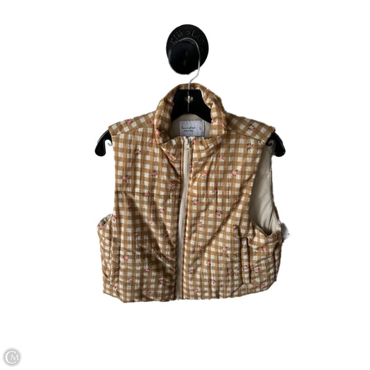 Vest Puffer & Quilted By Love Fire In Brown & Cream, Size: L