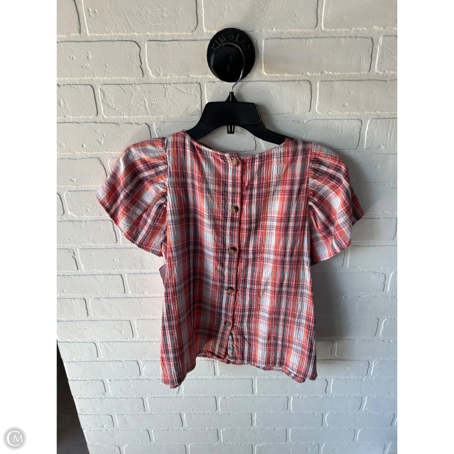 Top Short Sleeve By Loft In Orange & White, Size: S