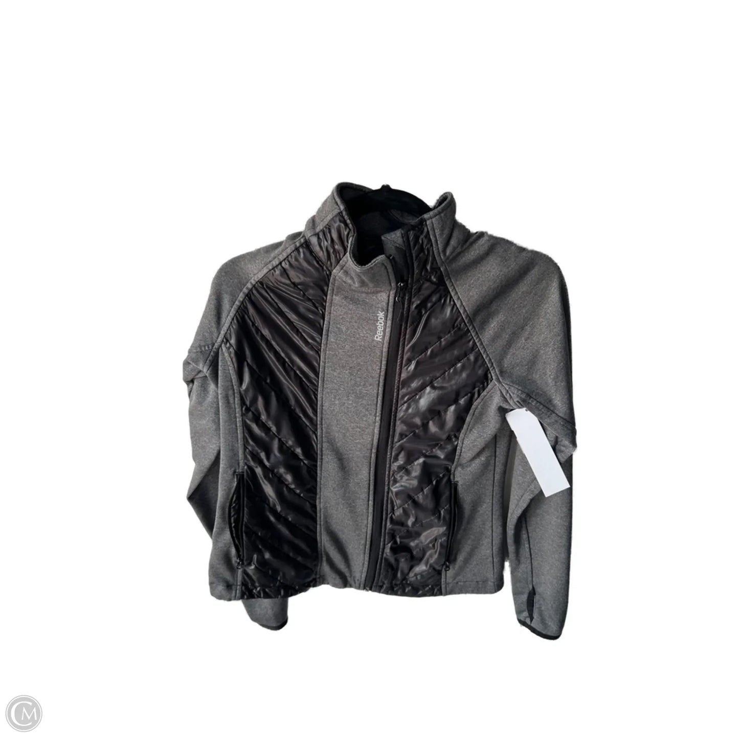 Athletic Jacket By Reebok In Black & Grey, Size: S