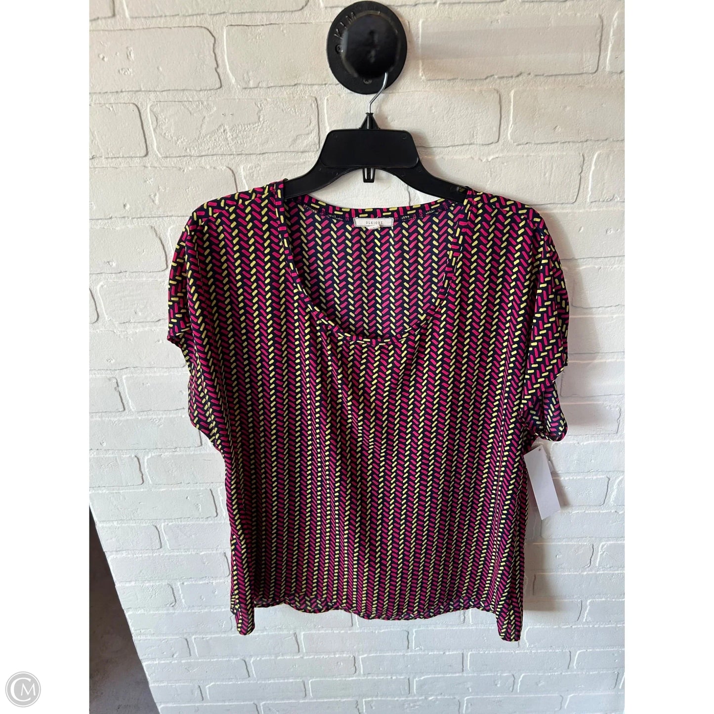 Top Short Sleeve By Pleione In Blue & Pink, Size: L