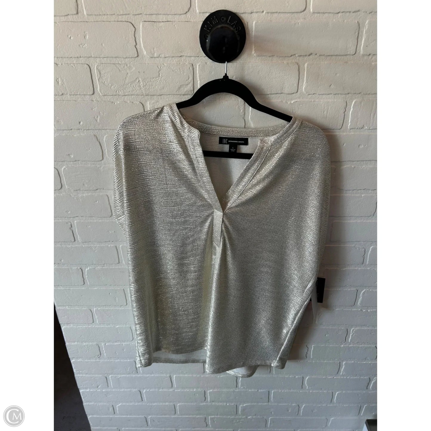 Top Sleeveless By Inc In Silver, Size: L