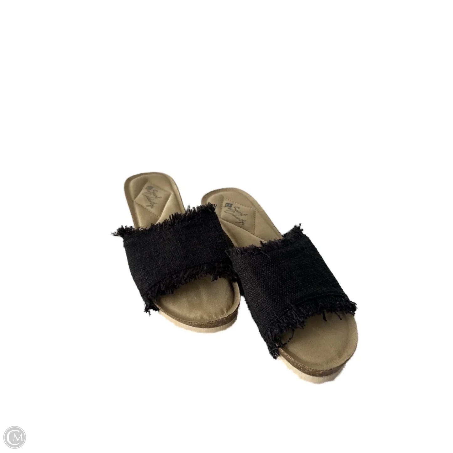 Sandals Heels Wedge By Clothes Mentor In Black, Size: 7.5