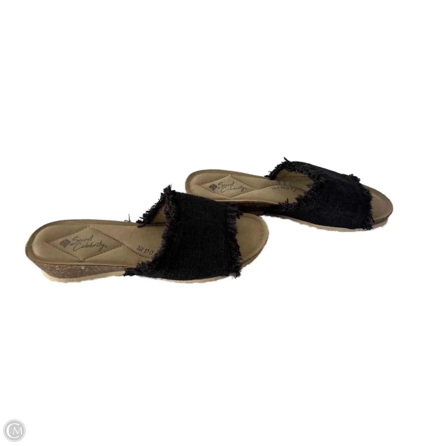 Sandals Heels Wedge By Clothes Mentor In Black, Size: 7.5