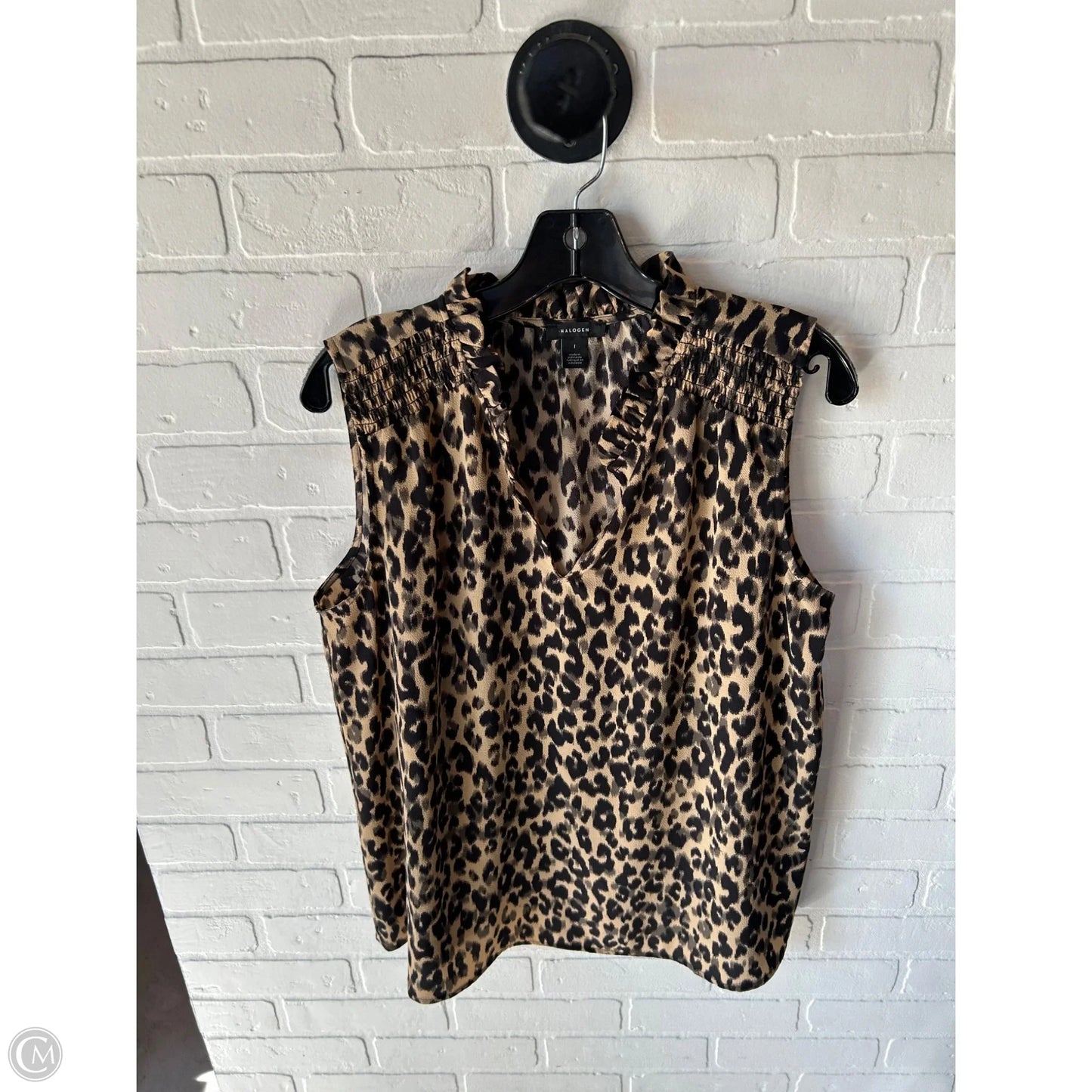 Top Sleeveless By Halogen In Black & Tan, Size: L