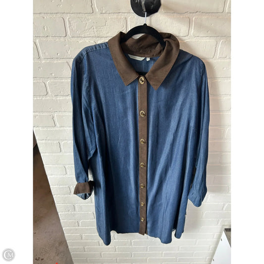 Dress Casual Midi By Soft Surroundings In Blue & Brown, Size: 2x