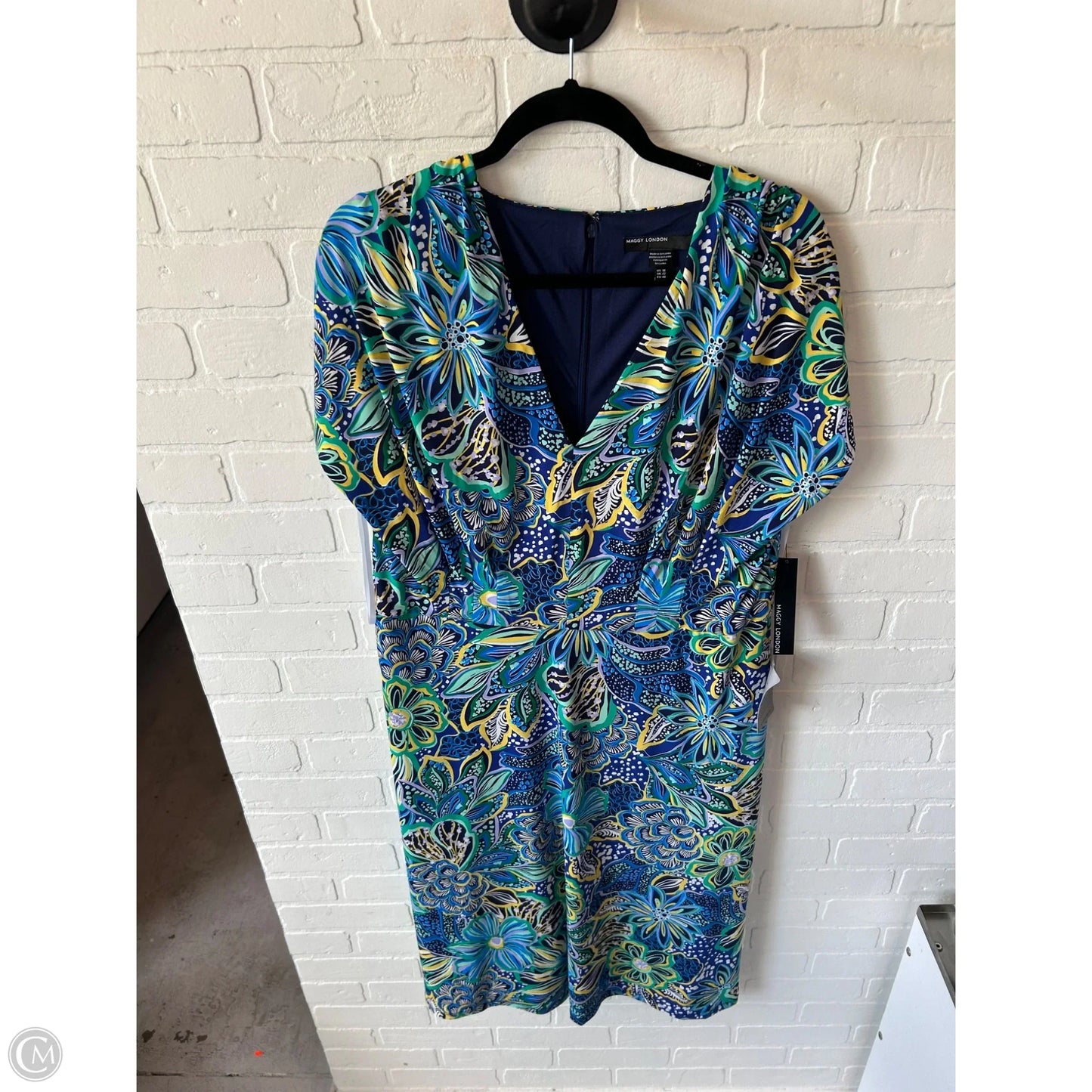 Dress Work By Maggy London In Blue & Green, Size: 1x