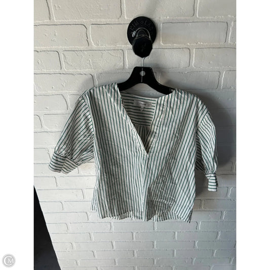Top Short Sleeve By Frame In Cream & Green, Size: Xs