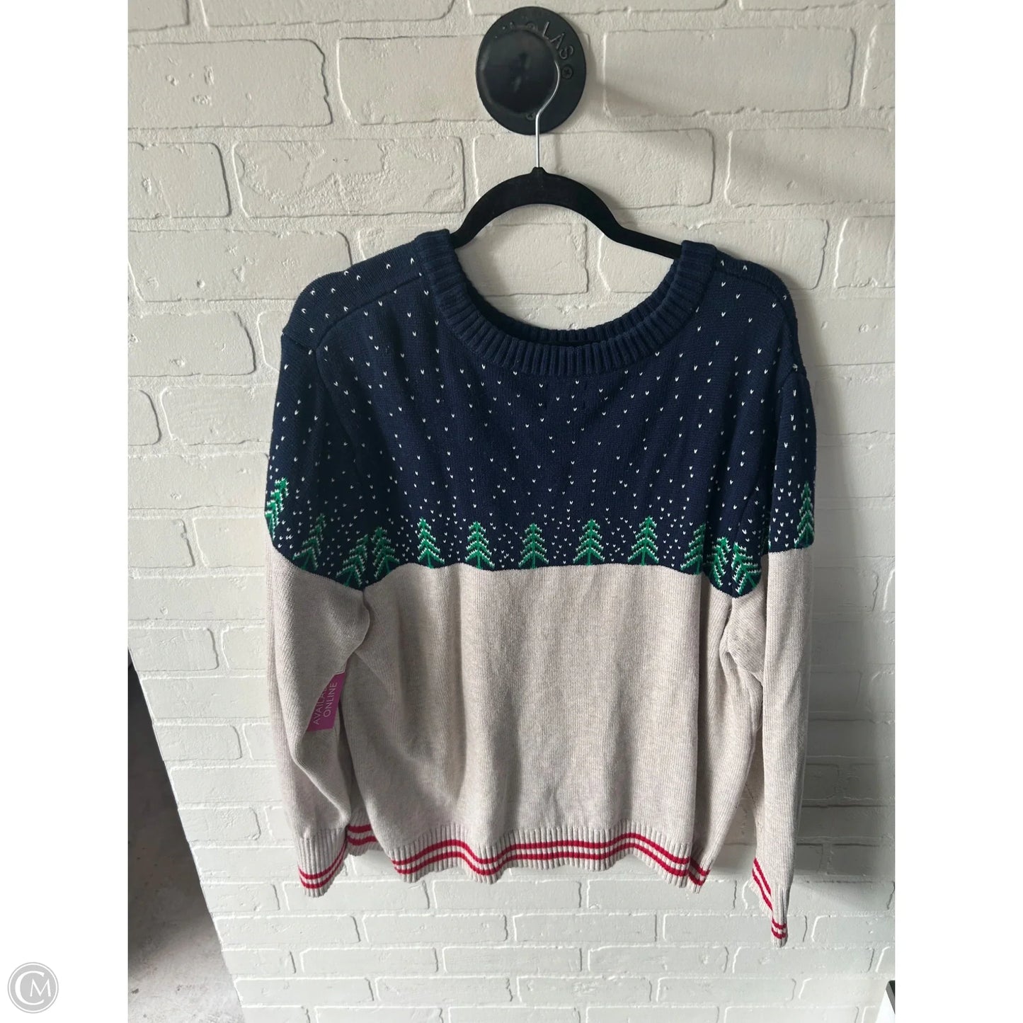 Sweater By Lands End In Blue & Cream, Size: 2x