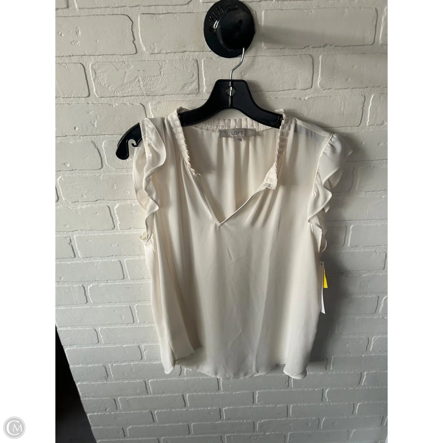 Top Short Sleeve By Loft In Cream, Size: L