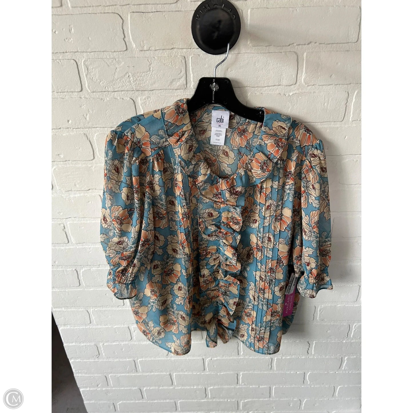Top Short Sleeve By Cabi In Blue, Size: Xl