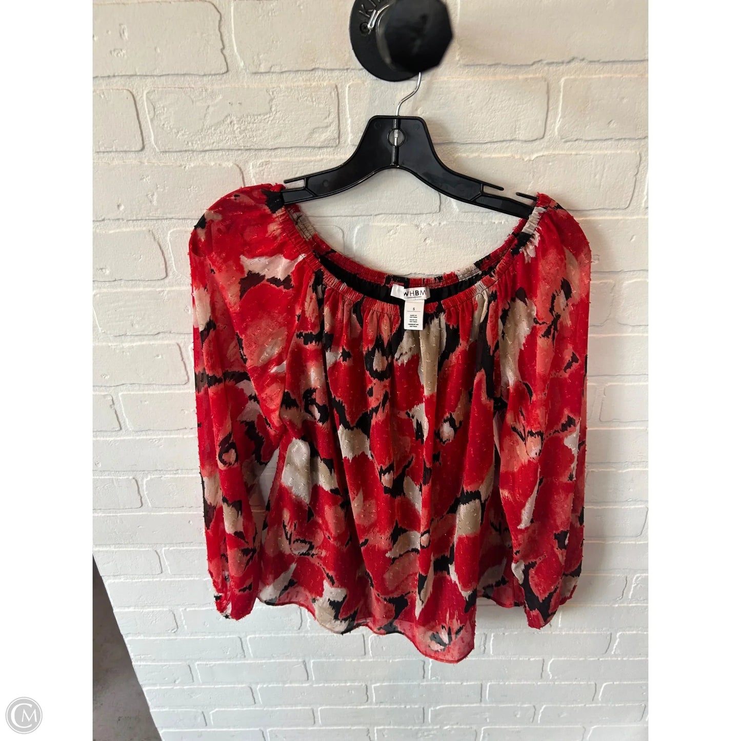 Top Long Sleeve By White House Black Market In Black & Red, Size: S