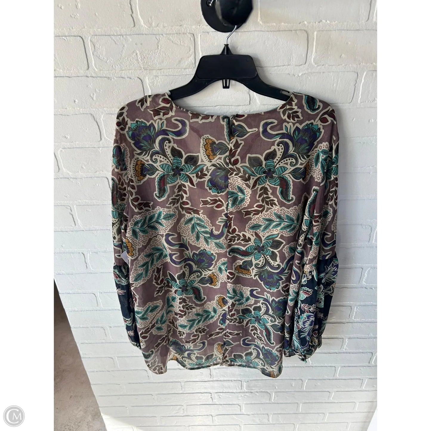 Top Long Sleeve By Democracy In Brown & Cream, Size: Xl