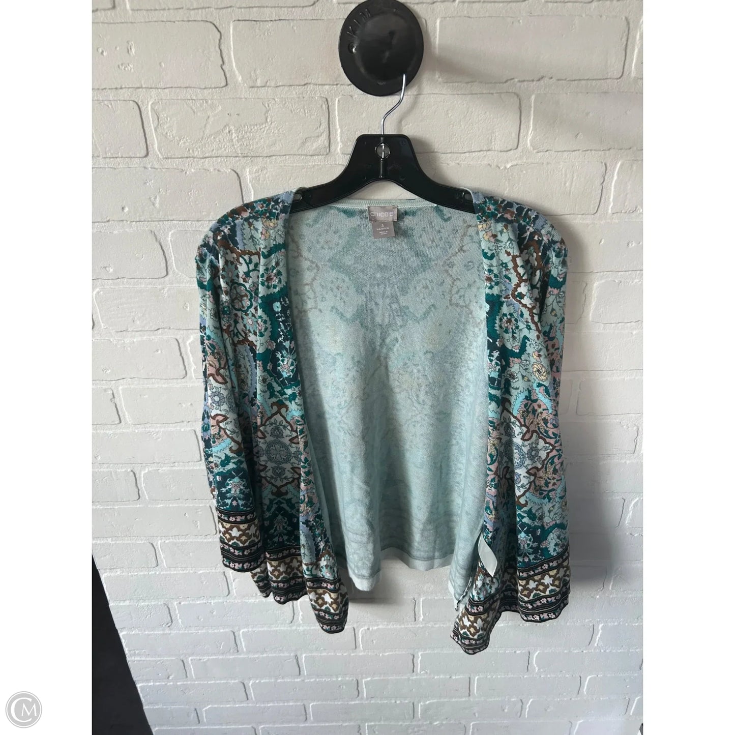 Sweater Cardigan By Chicos In Blue & Brown, Size: Xl