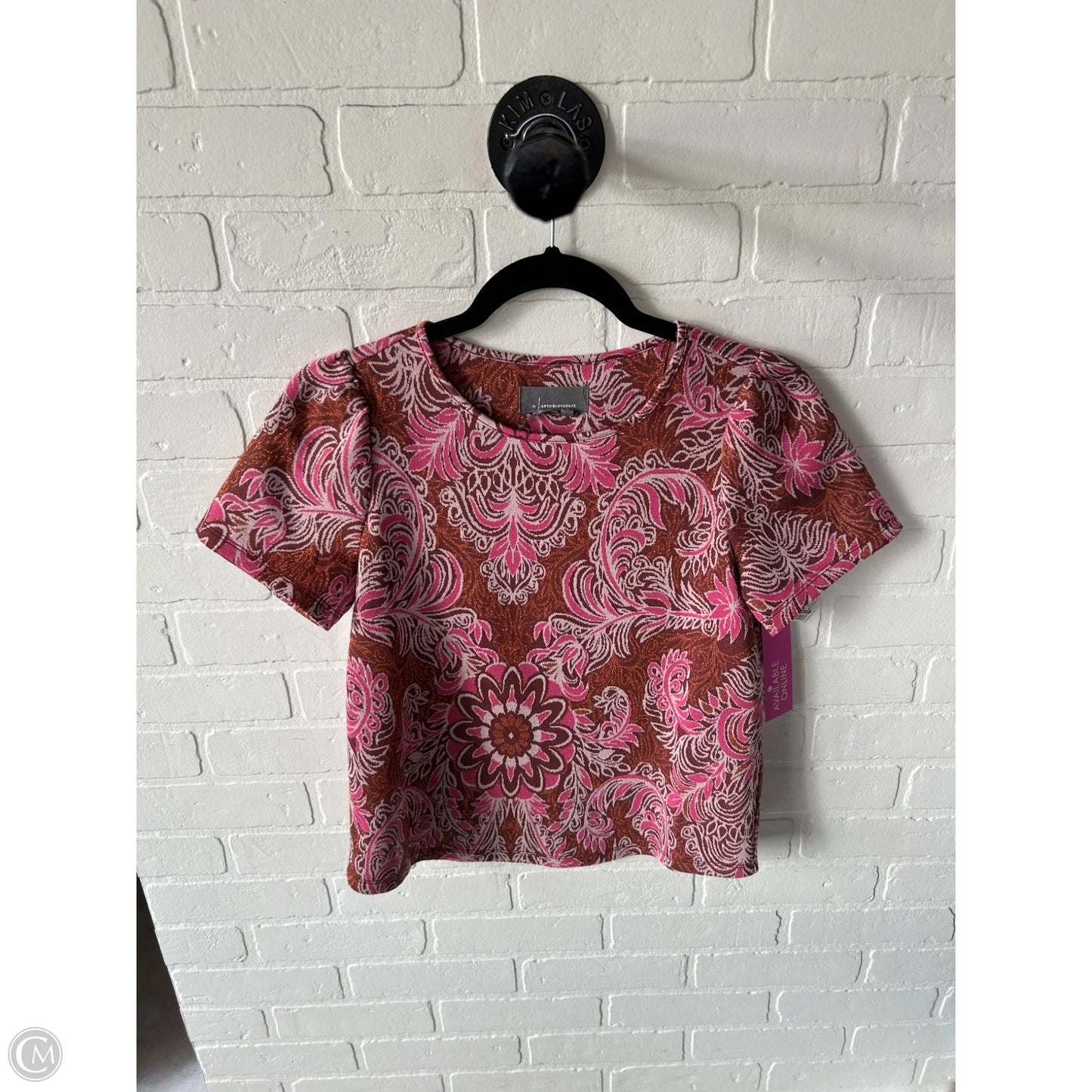 Top Short Sleeve By Anthropologie In Pink, Size: S