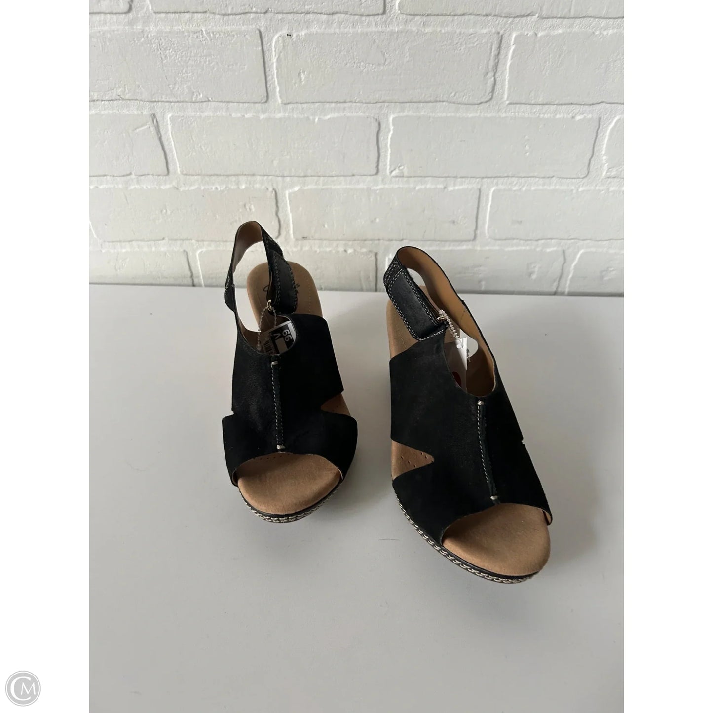 Sandals Heels Wedge By Clarks In Black, Size: 7.5