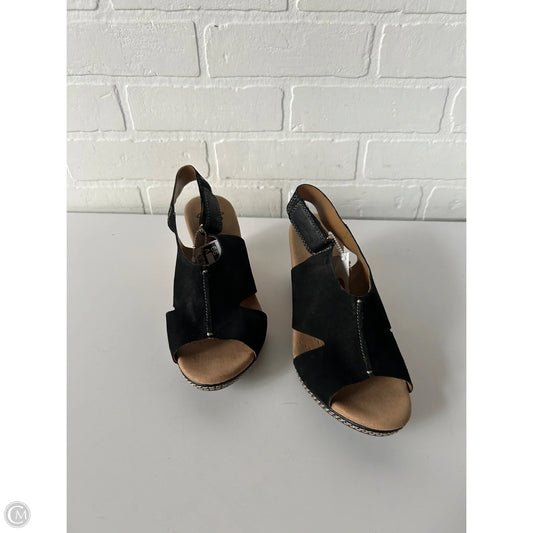 Sandals Heels Wedge By Clarks In Black, Size: 7.5