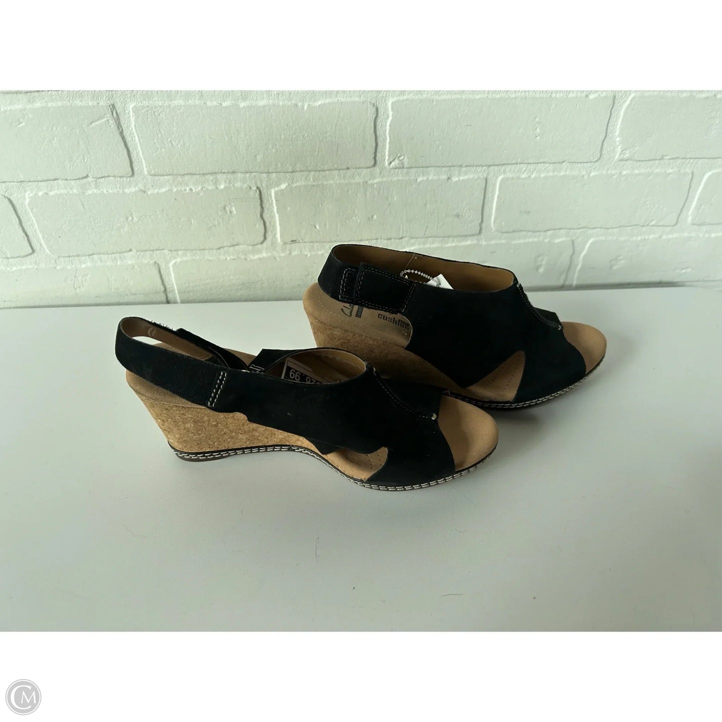 Sandals Heels Wedge By Clarks In Black, Size: 7.5