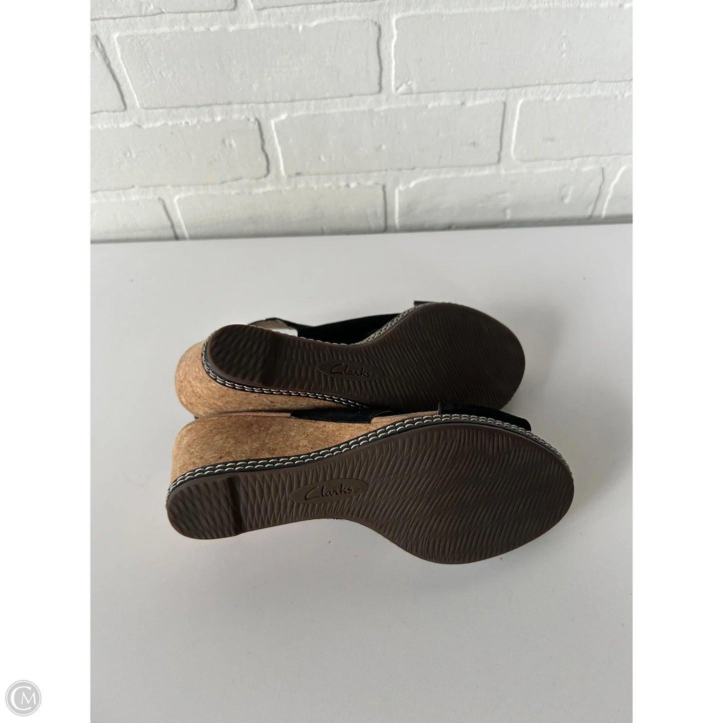 Sandals Heels Wedge By Clarks In Black, Size: 7.5