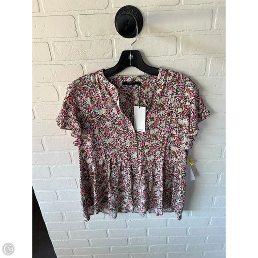 Top Short Sleeve By Clothes Mentor In Cream & Pink, Size: L
