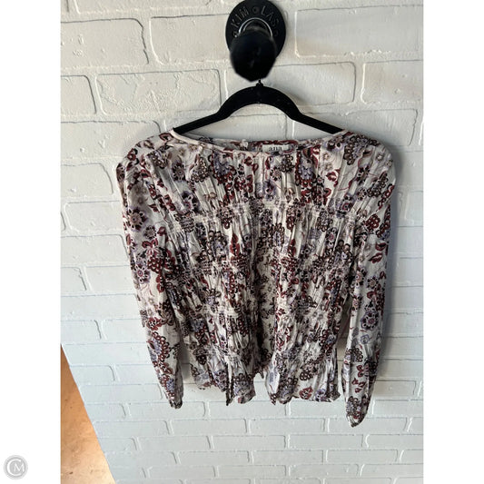 Top Long Sleeve By Ana In Brown & Cream, Size: M
