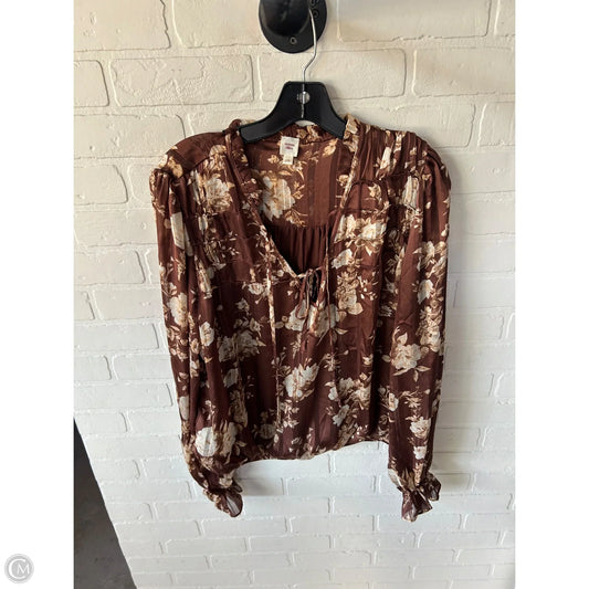Top Long Sleeve By Clothes Mentor In Brown & Cream, Size: L