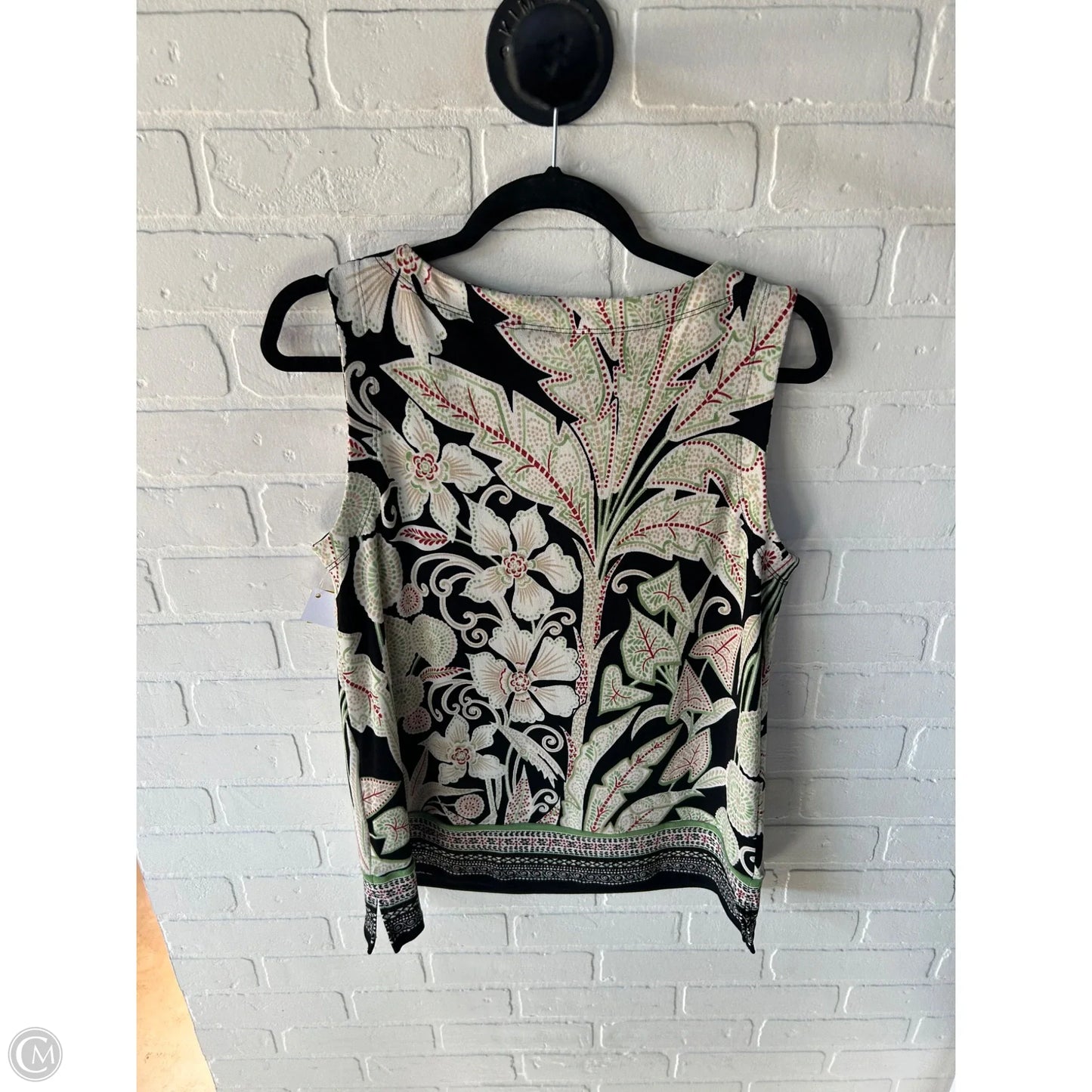 Top Sleeveless By Chicos In Black & Green, Size: M