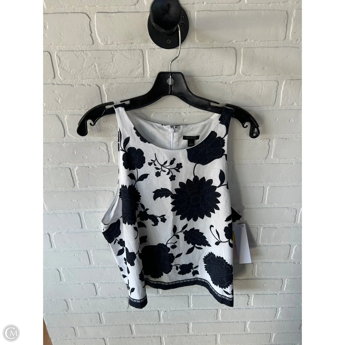 Top Sleeveless By Ann Taylor In Blue & White, Size: L